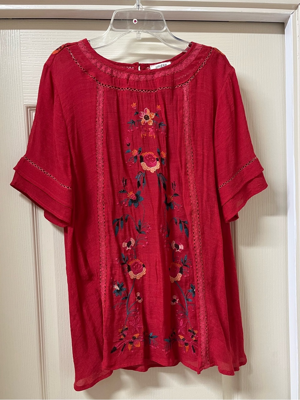 Embroidered Red Umgee Ladies Top